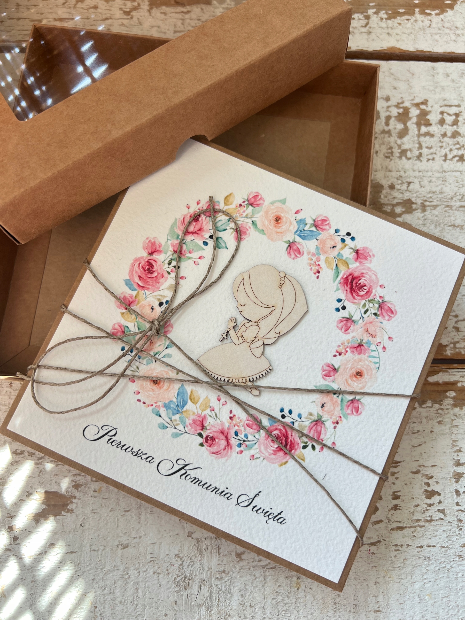 Ručně vyráběná pohlednice na svaté přijímání Památka přijímání