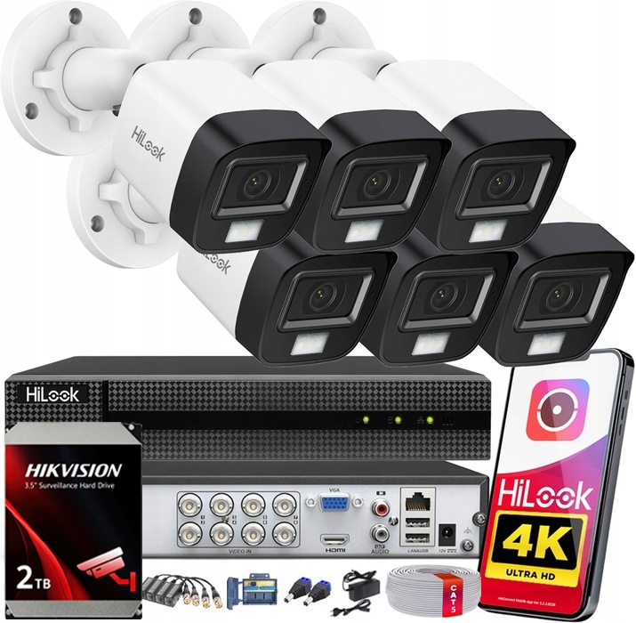 Venkovní monitorování 8MPx 4K HiLook by Hikvision 6 Kamer TurboHD Disk 2TB