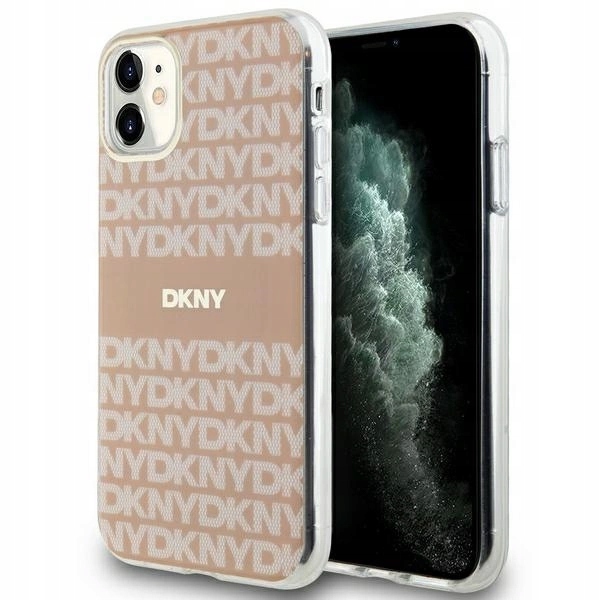 Pouzdro pouzdra kryt Dkny IML Mono & Stripe MagSafe pro iPhone 11 Xr růžové