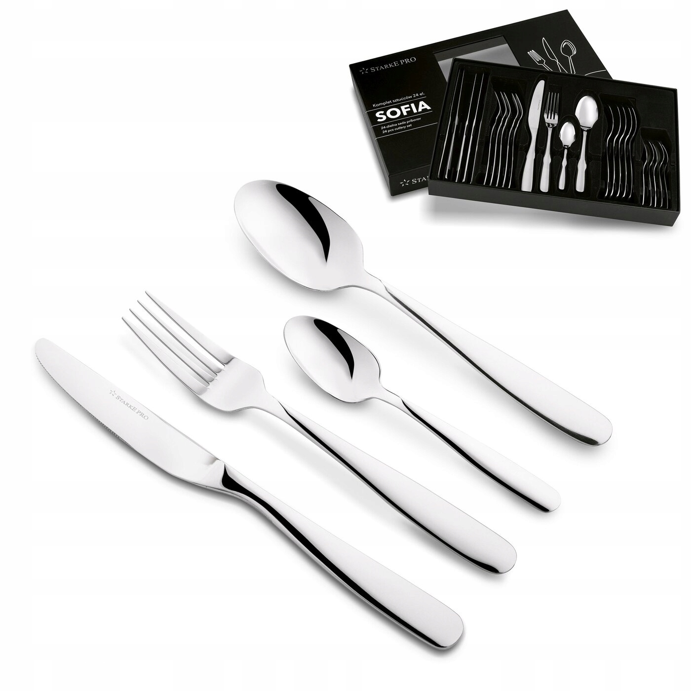 Elegancki ZESTAW SZTUĆCÓW 24el sztućce Starke Pro