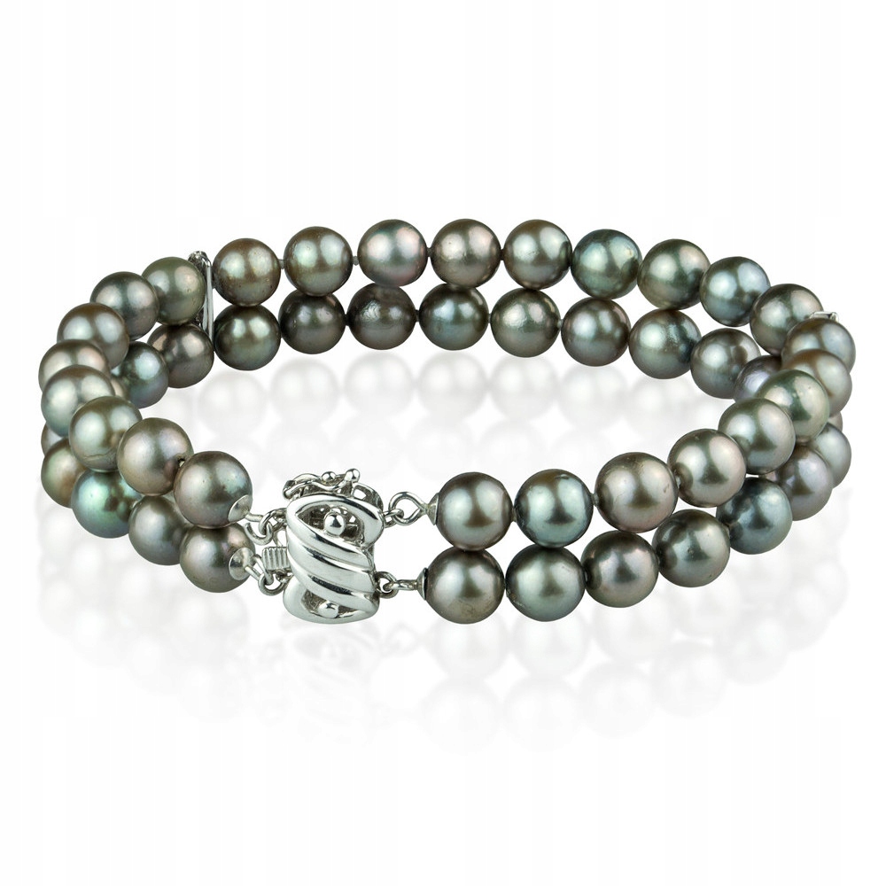 Dvojitý Zlatý Náramek Z Tmavých Mořských Perel Akoya