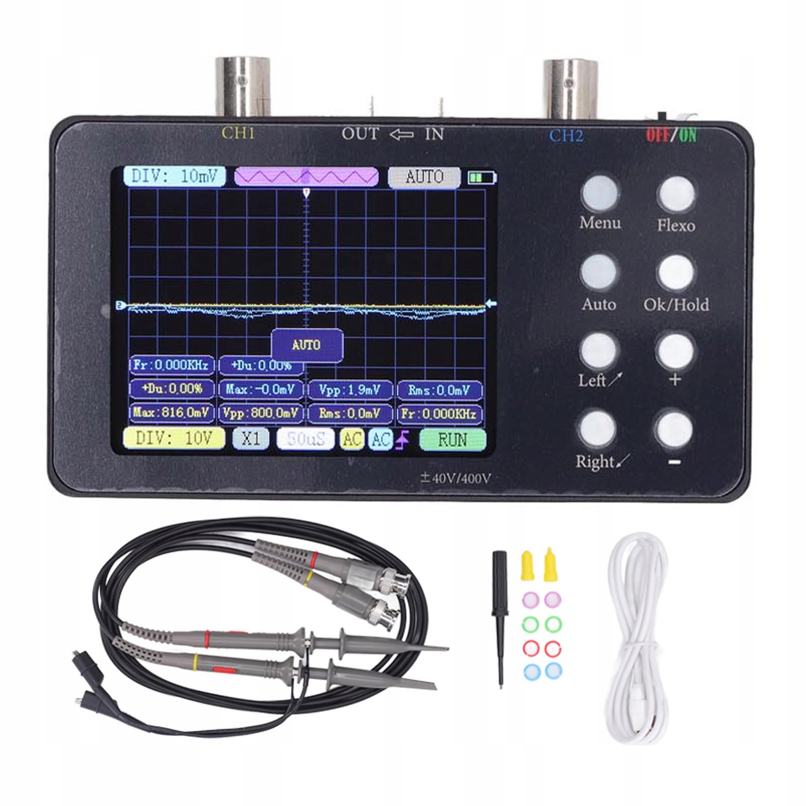 Digitálny Prenosný Dvojkanálový LCD Osciloskop 2X10MHz Set