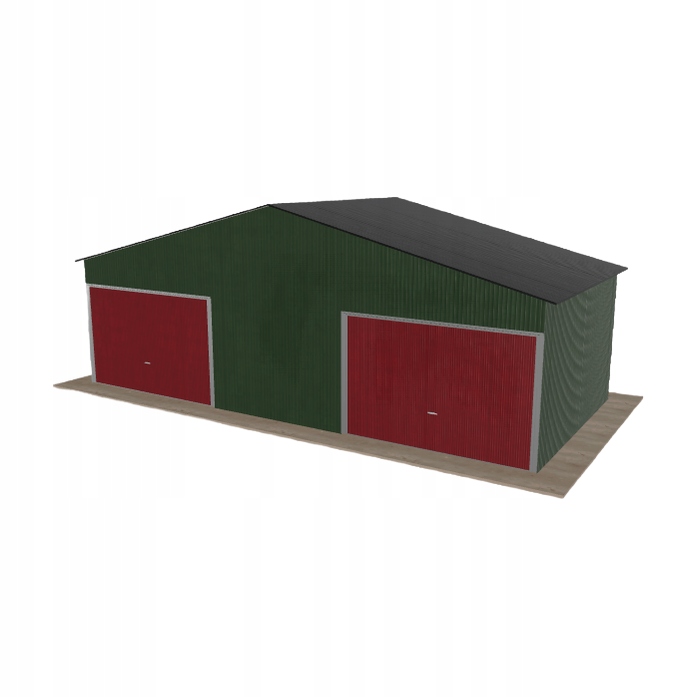 Plechová garáž 8.5x4 m dvoupolohová, dvoupolohová, zelená