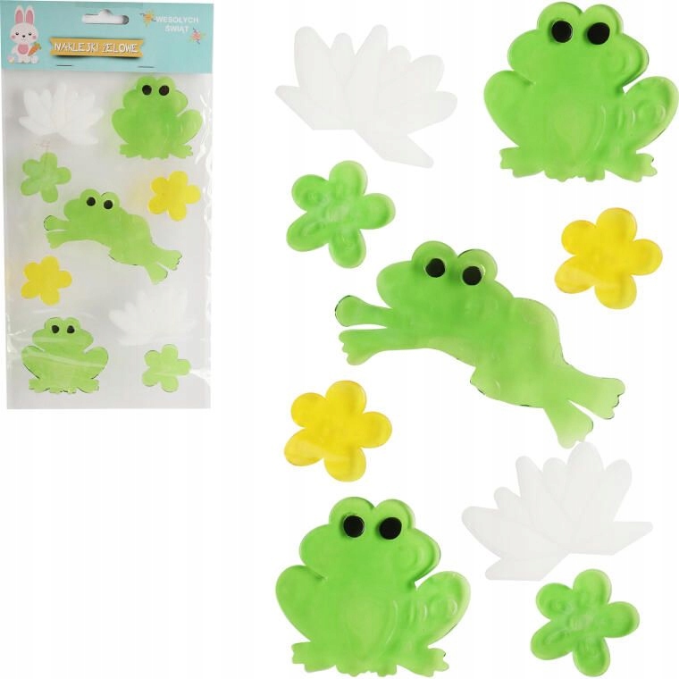 NAKLEJKI ŻELOWE SAMOPRZYLEPNE NA OKNO LUSTRO SZYBĘ ŻABA OZDOBA WIELKANOCNA