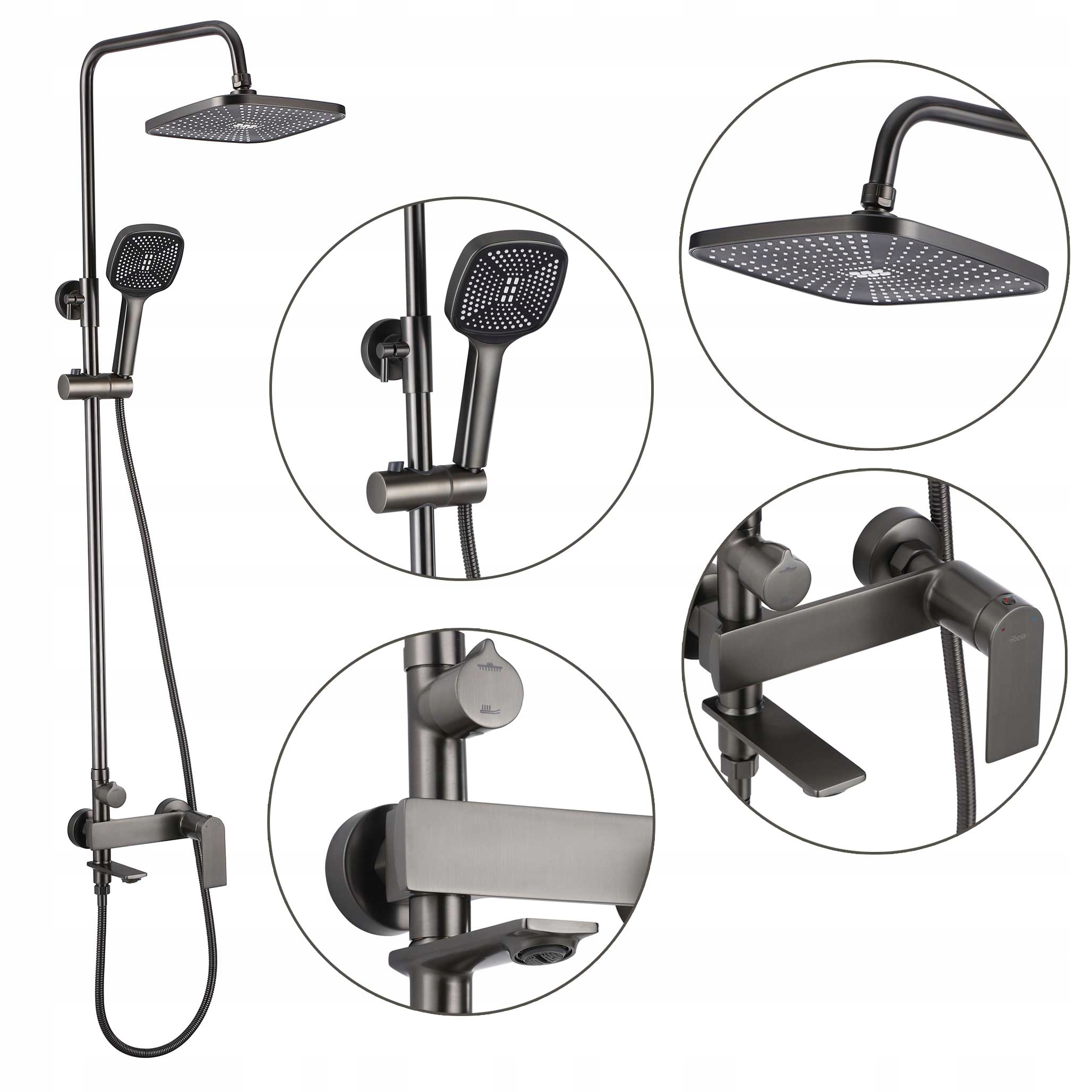 Sprchový set sivý Rea Storm Titan Pohyblivý výtok