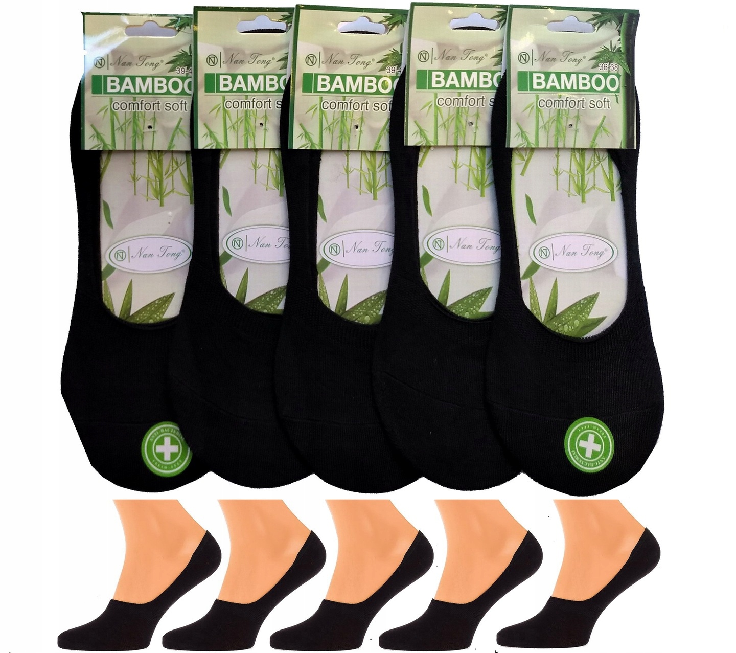 

5x Czarne mikrostopki bambusowe balerinki 35-38