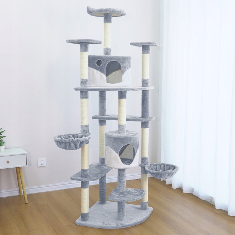 Levně Aga Škrabadlo pro kočky 200 cm Šedobílé