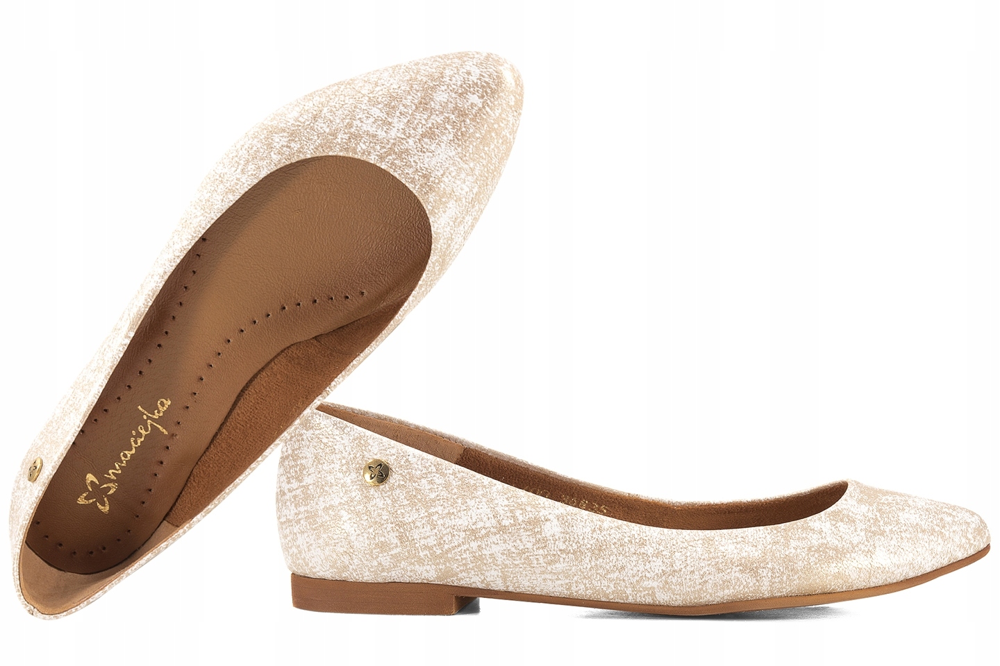 Maciejka 04100-70 Balerínky Dámské Polobotky Balerínky Kůže 37 bílo-zlaté