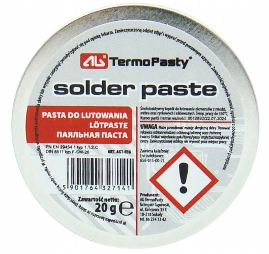 

Pasta Lutownicza do lutowania Ag 20g topnik