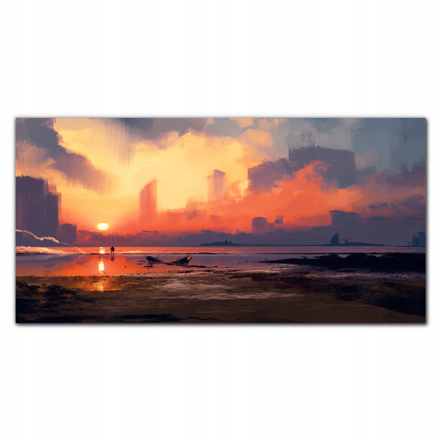 Obraz na ráme plátno Hmla západ slnka 140x70 cm