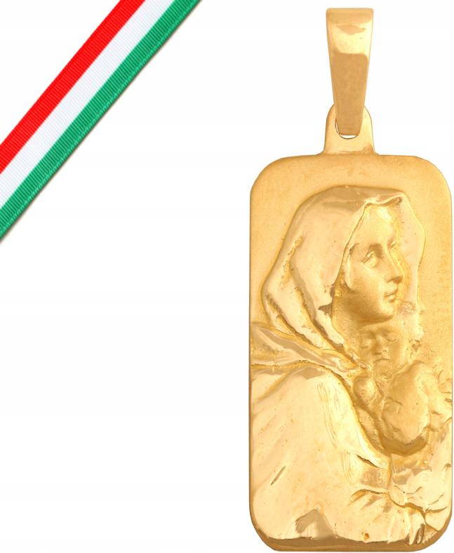 Zlatý medailonek 585 Matka Boží s dítětem Křest na svaté přijímání přívěsek