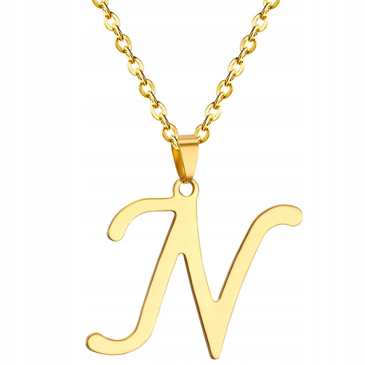 

Naszyjnik litera N Stal Szlachetna złoty