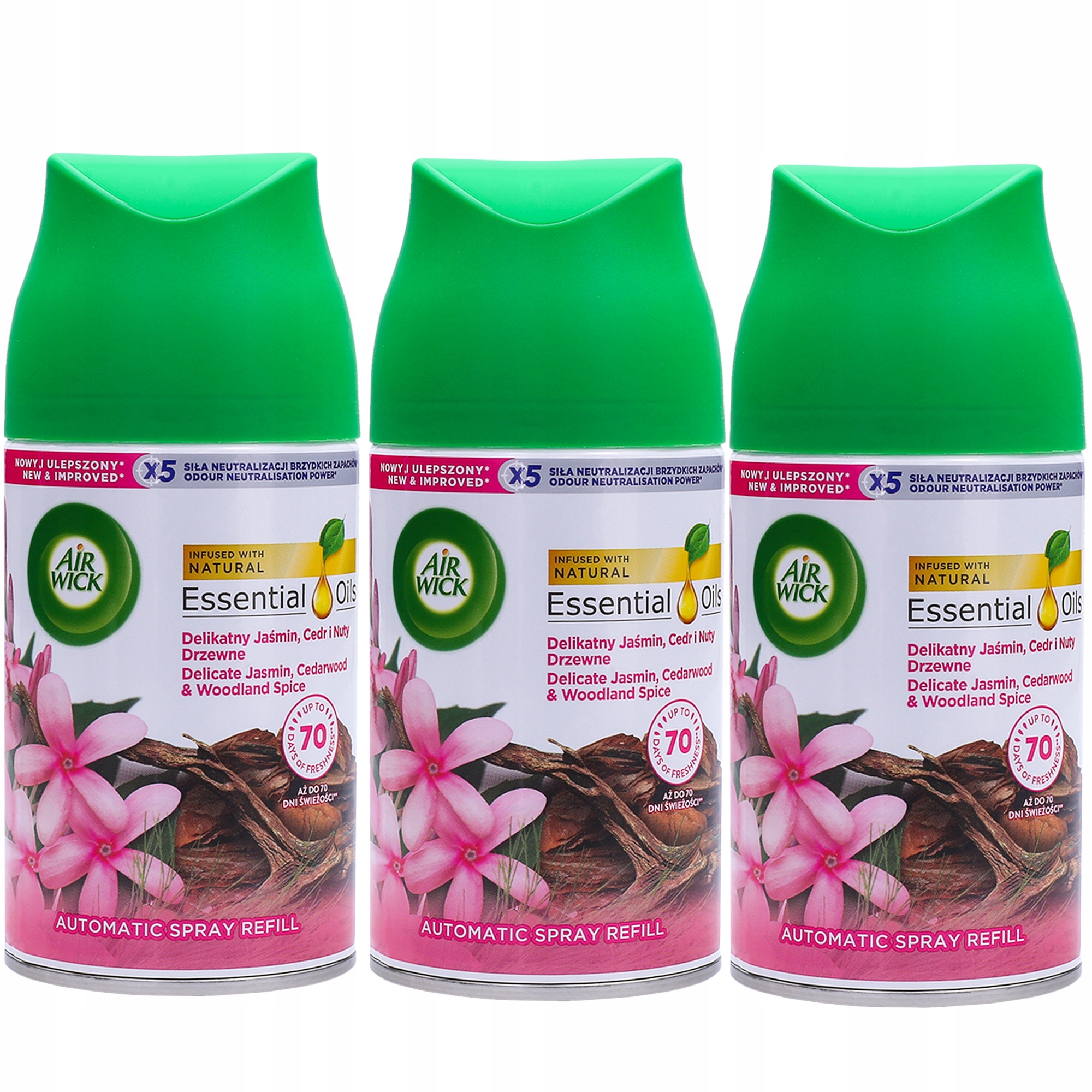 AIRWICK FRESHMATIC WKŁAD DELIKATNY JAŚMIN CEDR I NUTY DRZEWNE 3 x 250 ML