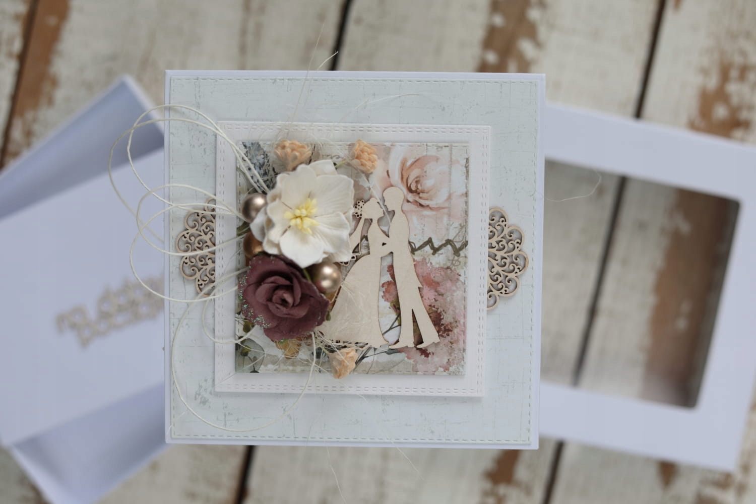 Květinové svatební přání s krabičkou