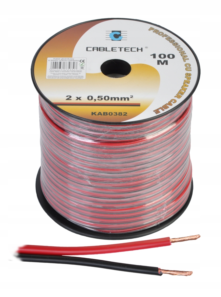 KAB0382 Kabel glosnikowy 0,5mm czarno-czerwony