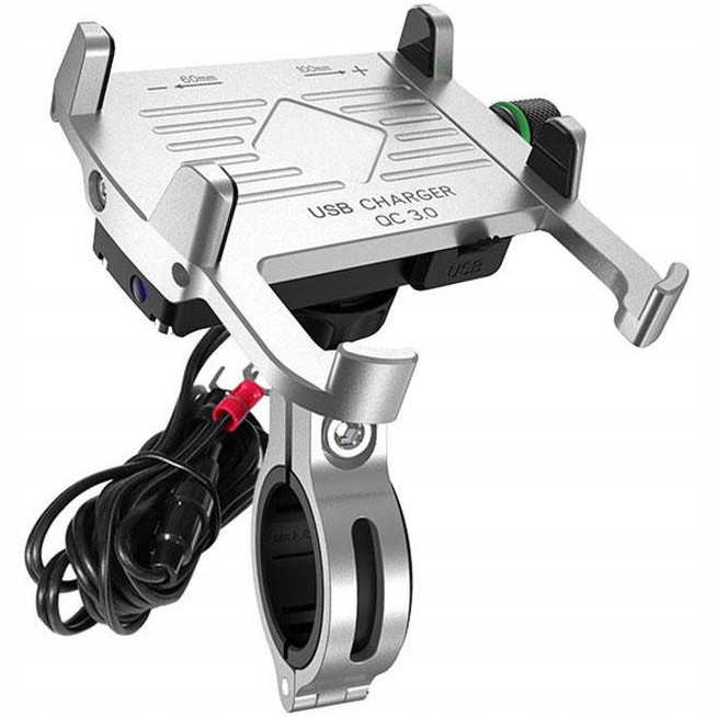

Uniwersalny aluminiowy uchwyt motocyklowy +usb Qc