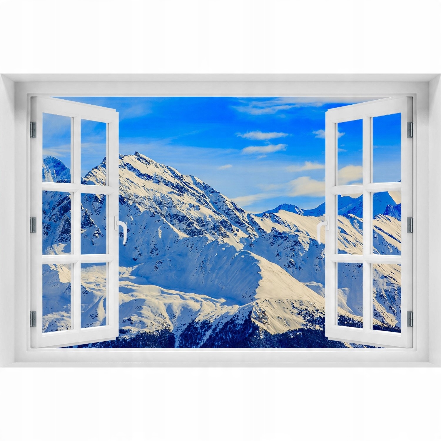 

Naklejka fototapeta Okno 3D Alpy zimą 150x100