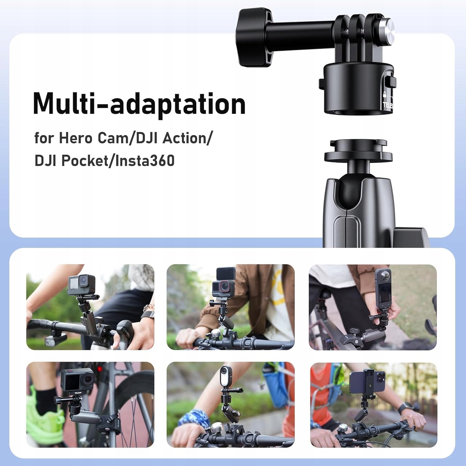 TELESIN Uchwyt Kierownicy Motocykl Rower GoPro Insta360 DJI 360 — miniatura 5