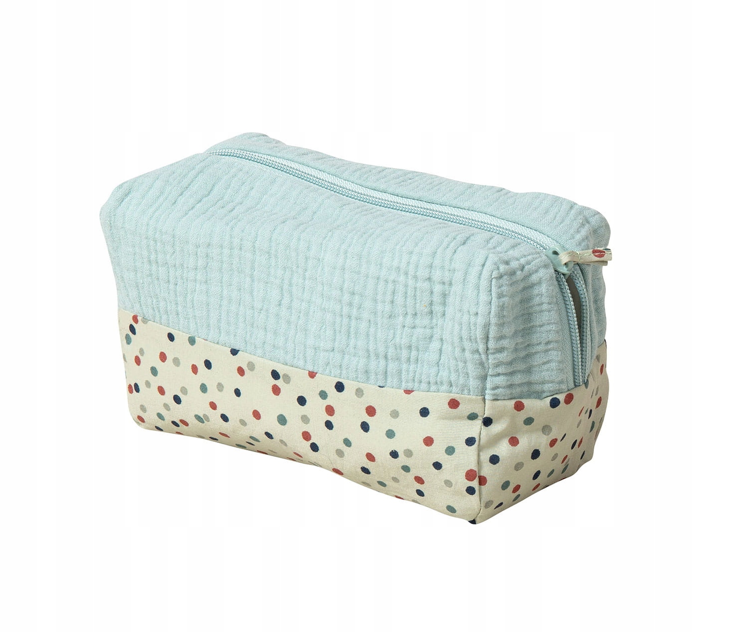 Moulin Roty kosmetická taška modrá mušelínová z bavlny 20x10x11 cm se zapínáním