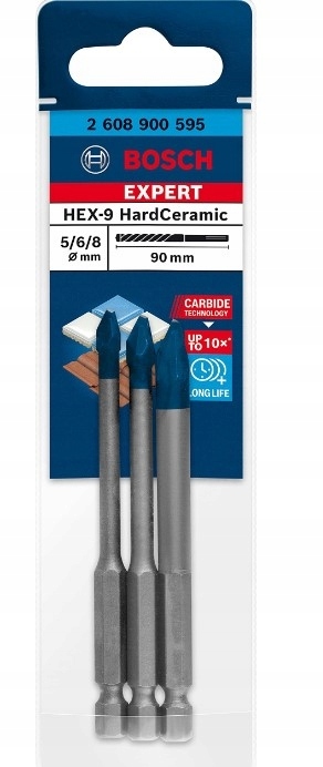 Bosch Expert Zestaw 3 x Wiertło HEX-9 Twarda Ceramika 5/6/8 x 90mm 1/4"