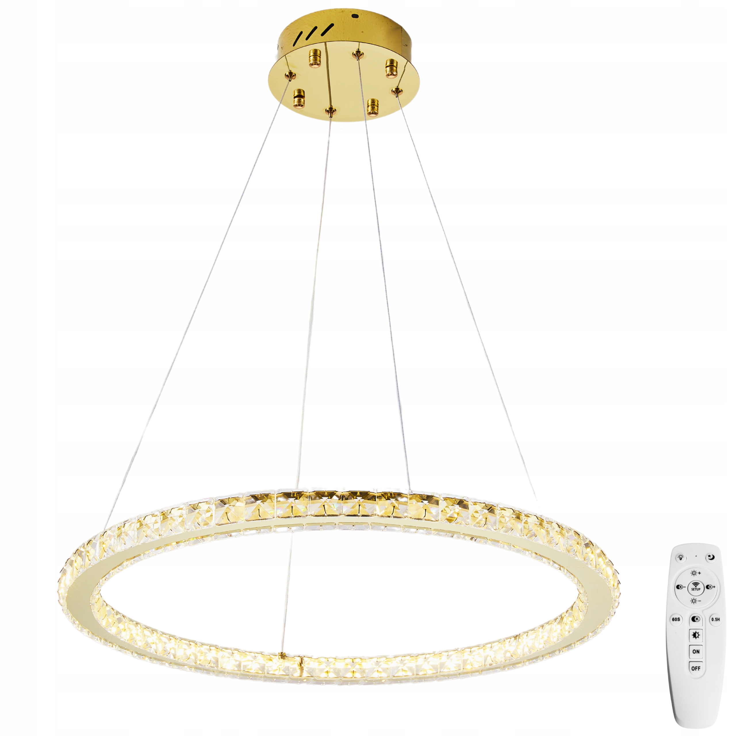 Lampa Sufitowa wisząca Żyrandol Led Pilot Ring 60cm glamour kryształowa