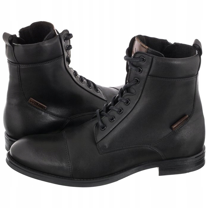Pánské kožené Kotníkové Boty boty Wojas černé 8224-51