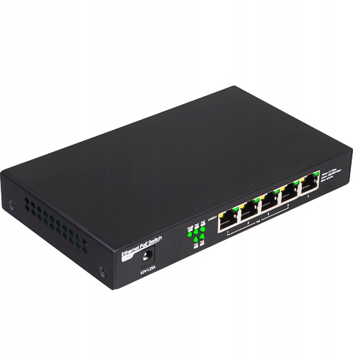 60W Prepínač 2.5 Gigabitový Tichý Stolný Fanless 5 Portov Poe+