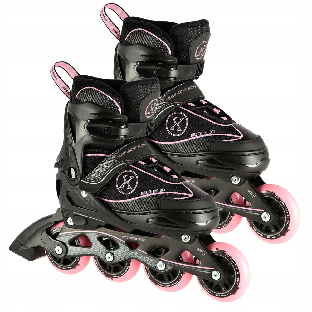 Kolečkové Brusle Nastavitelné Brusle 2v1 Růžové Rekreační Kaučukové Pro Mládež 35-38