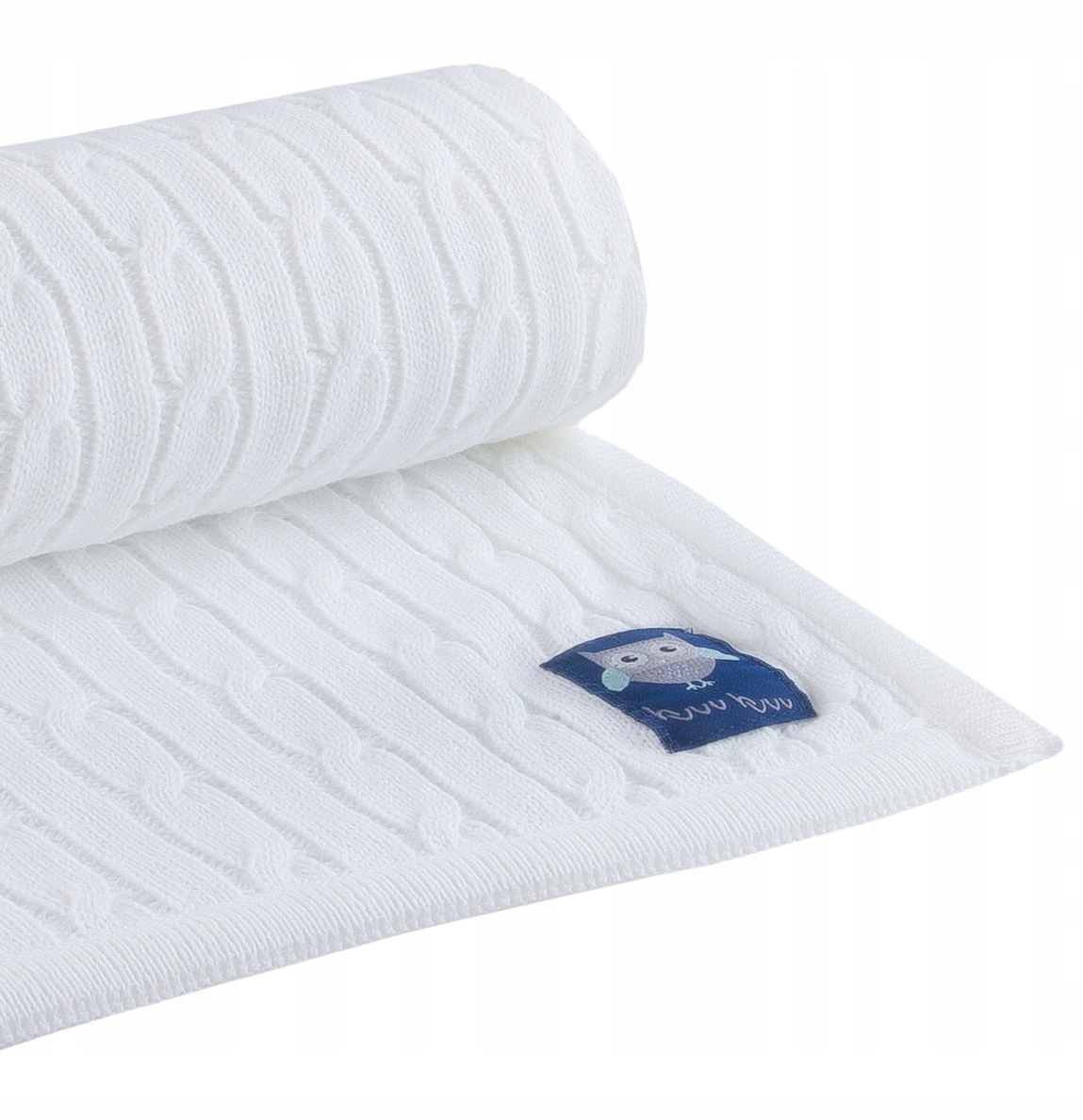 

Biały koc kocyk 80x100 w warkocze Chrzest