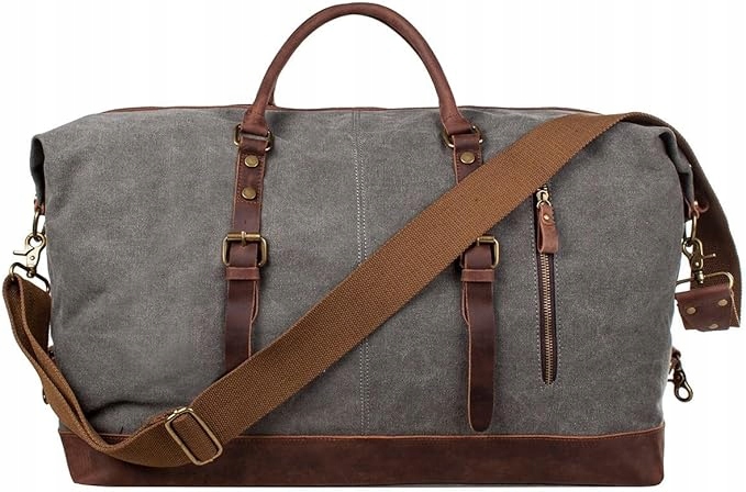 S-zone Velká cestovní taška Canvas kůže Crazy Horse Vintage Weekender