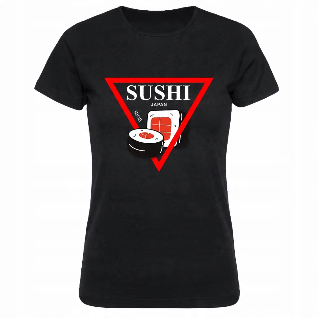 

Damska czarna koszulka Jedzenie Sushi r.XL