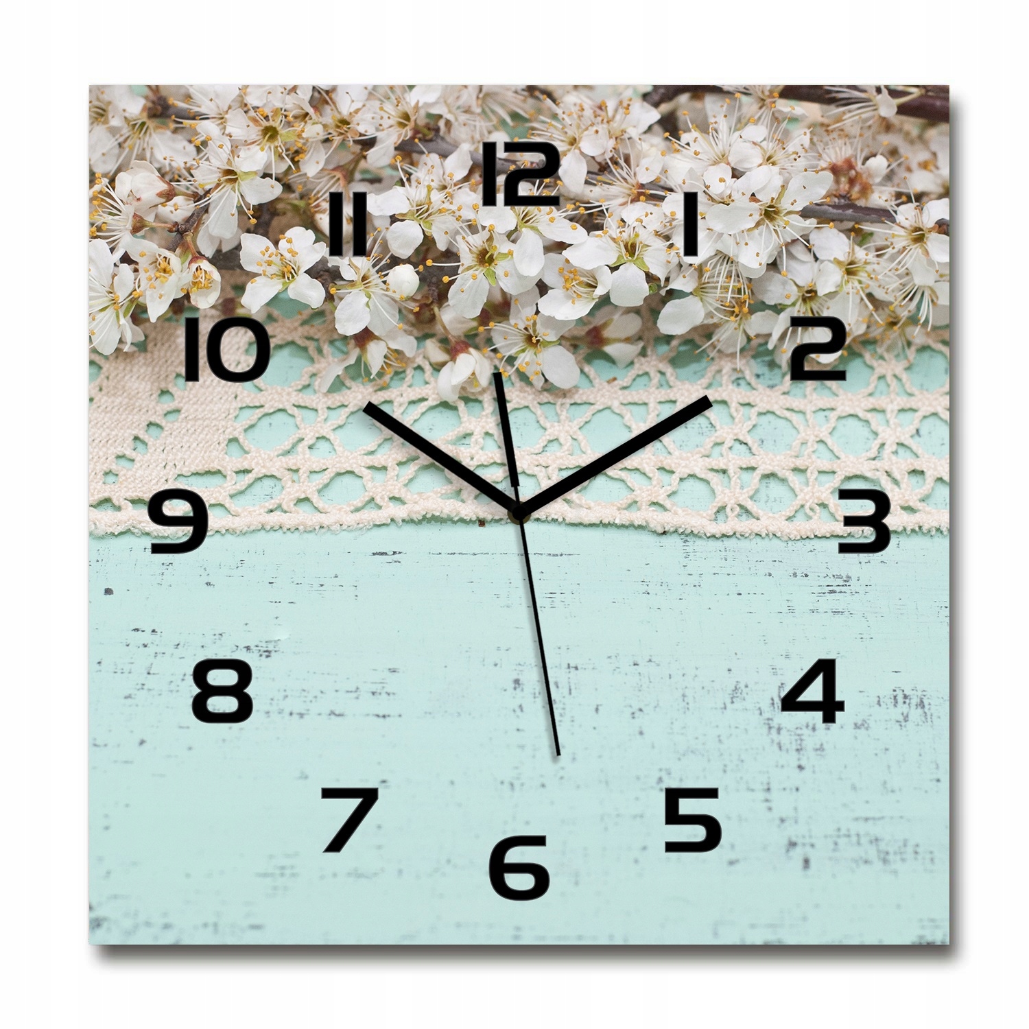 

Duży zegar ze szkła hartowanego Kwiaty wiśni 60x60
