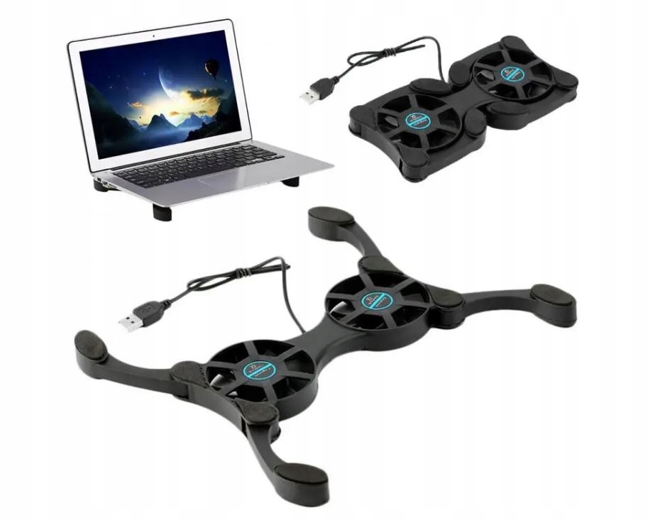 PODKŁADKA CHŁODZĄCA DO LAPTOPA NOTEBOOKA - USB SKŁADANA 2 WIATRAKI Z OSŁONĄ Maksymalna przekątna ekranu 17