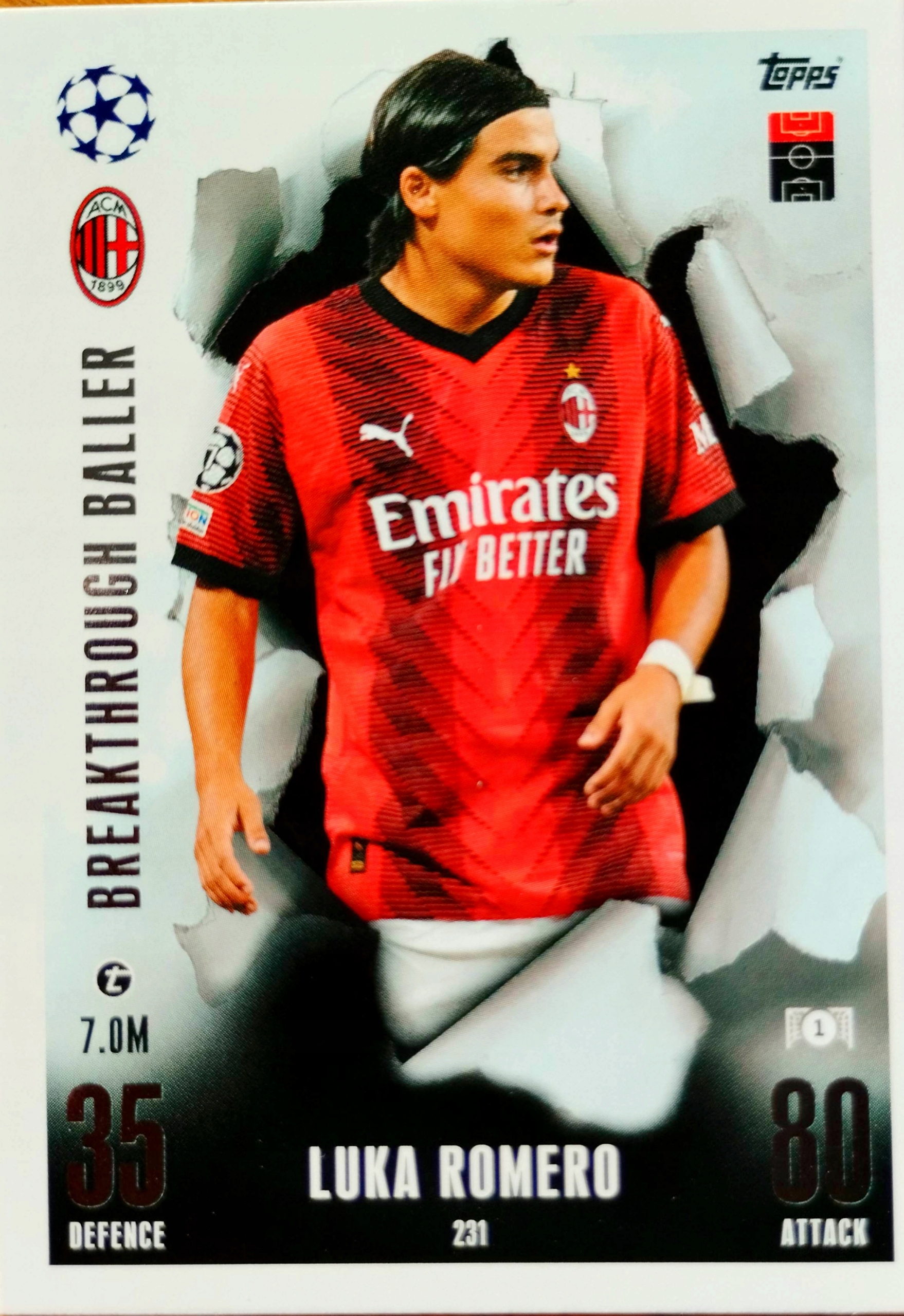Topps Match Attax Extra 2023/2024 Breakthrough Baller 231 Luka Romero Milan