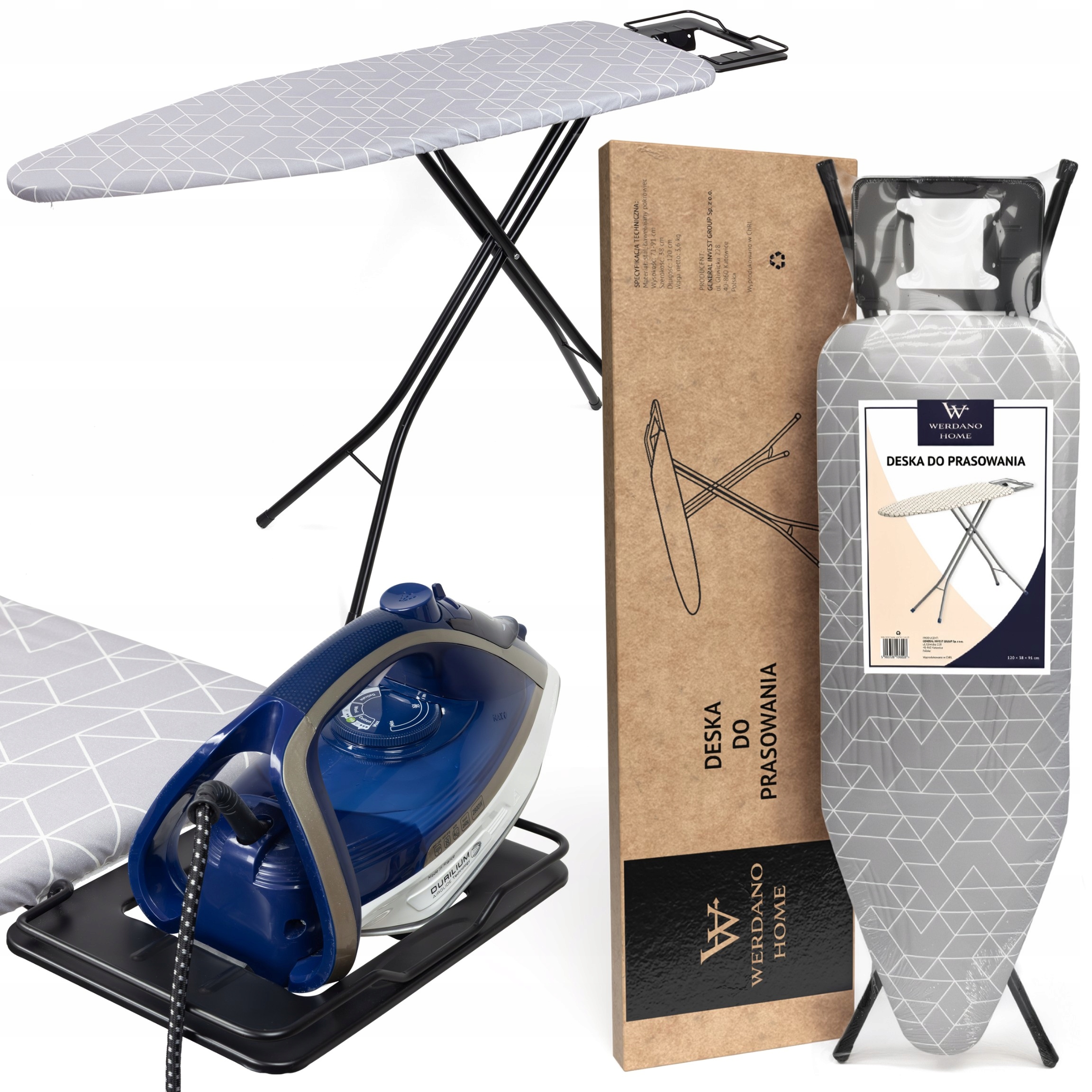 žehlicí prkno s podstavcem na žehličku Bavlněný potah 120 x 38 cm