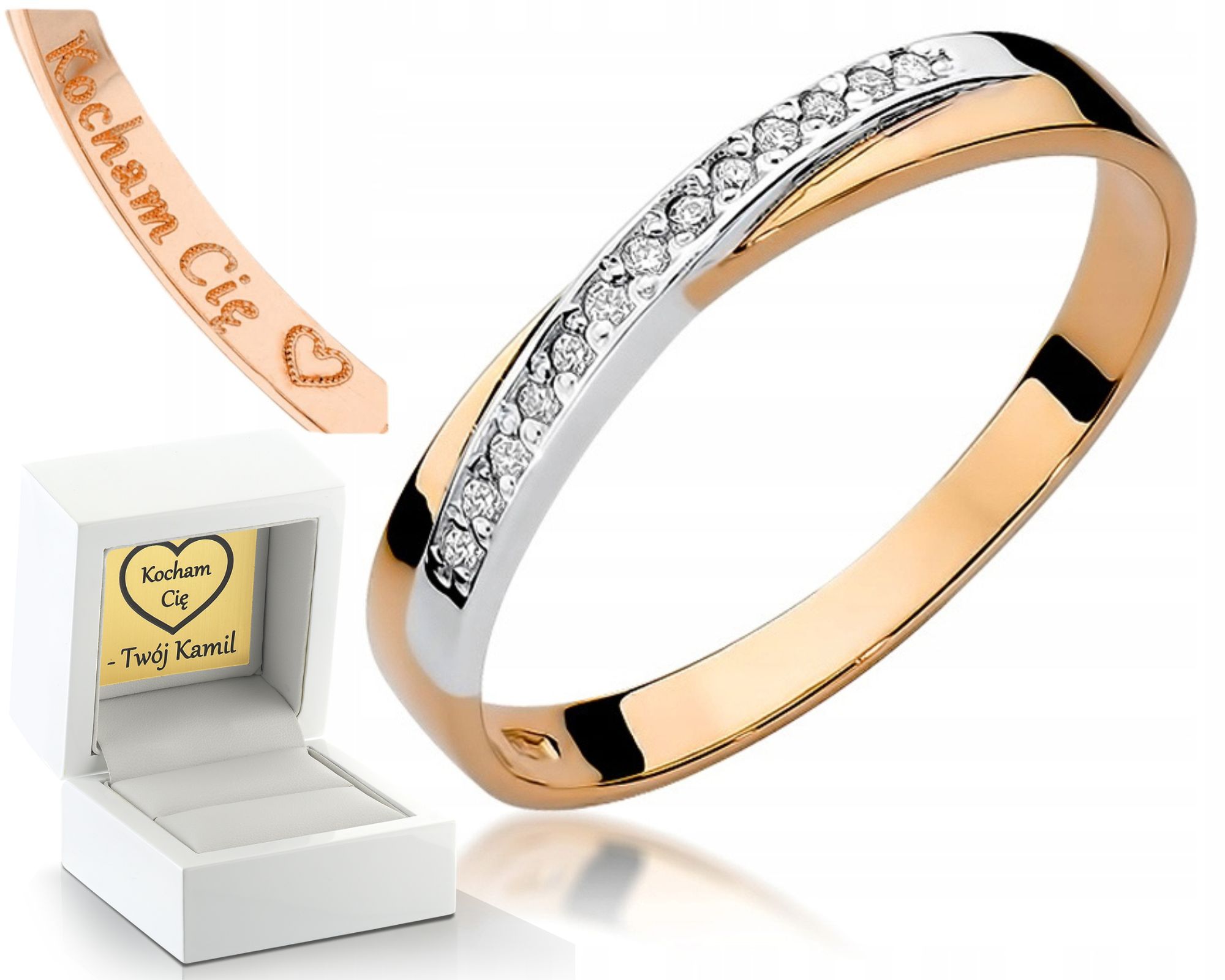 Prstýnek Z Růžového Zlata S Brilianty 0,07 Ct Zlato