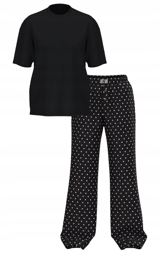 Pyžamo Victoria's Secret černé s puntíky a zirkony S (M) Regular