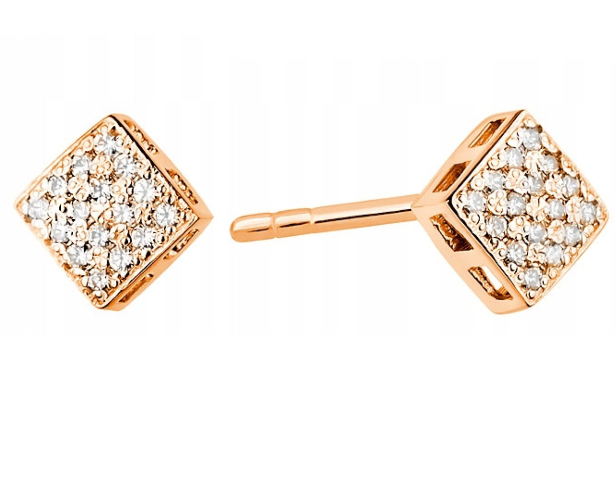 Růžové zlato náušnice s brilianty, šroubky