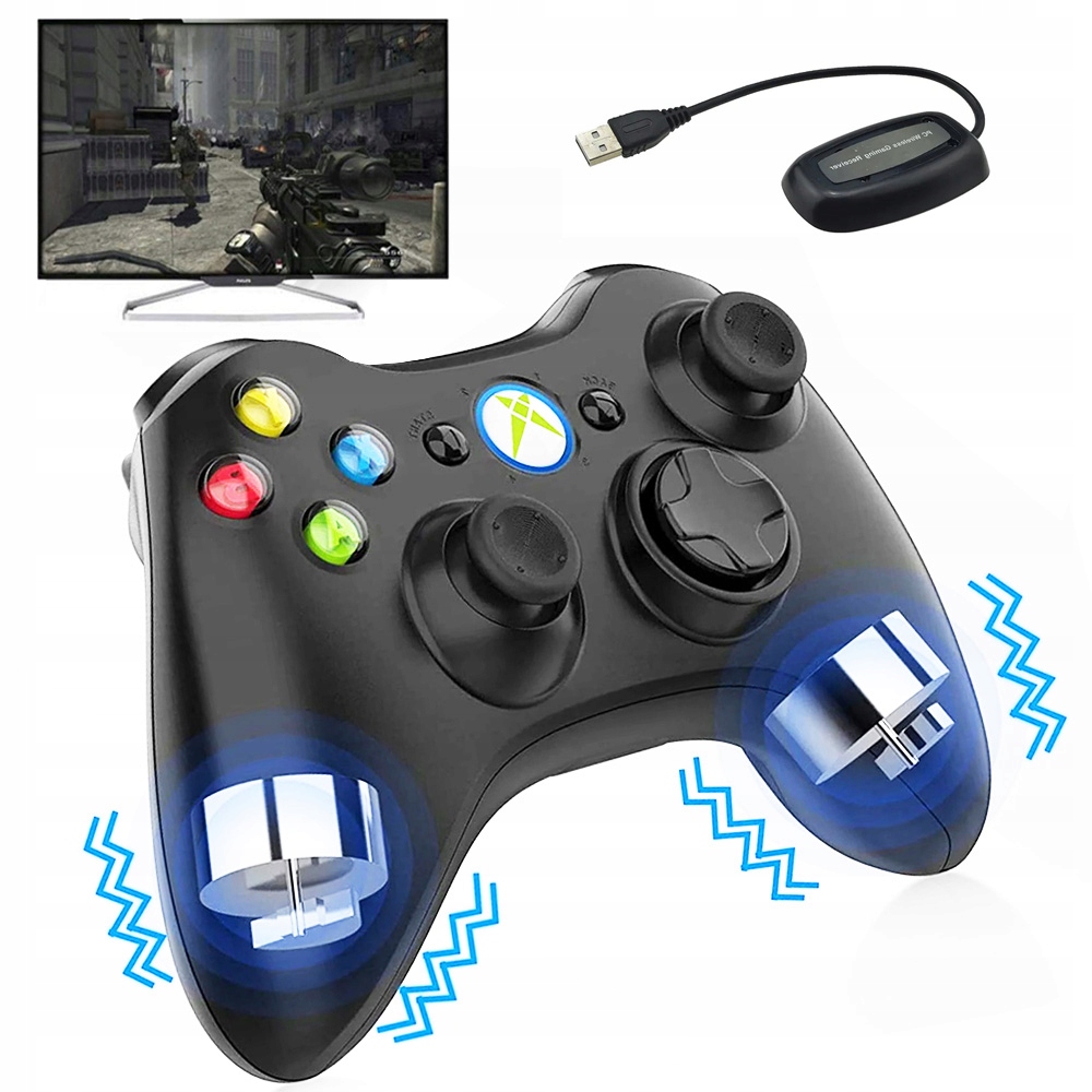 Bezdrátový Gamepad Pro Xbox 360 A SLIM/PS3/PC Windows XP/7/8/10 Shock Pad