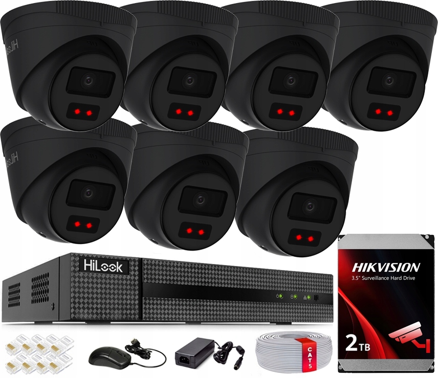 Ip monitorovací sada Hikvision HiLook 7 kamer 4MPx PoE IPC-T241H-C Black