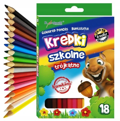 

Kredki Szkolne Trójkątne 18szt. od pokoleń Bambino