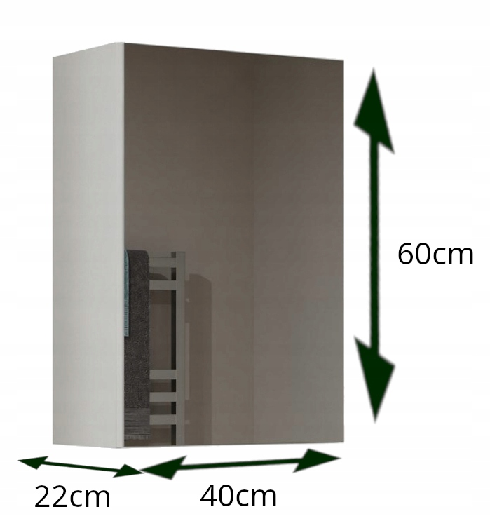 SZAFKA ŁAZIENKOWA Z LUSTREM WISZĄCA NAD UMYWALKĘ DRZWI BIAŁA Wysokość mebla 60 cm