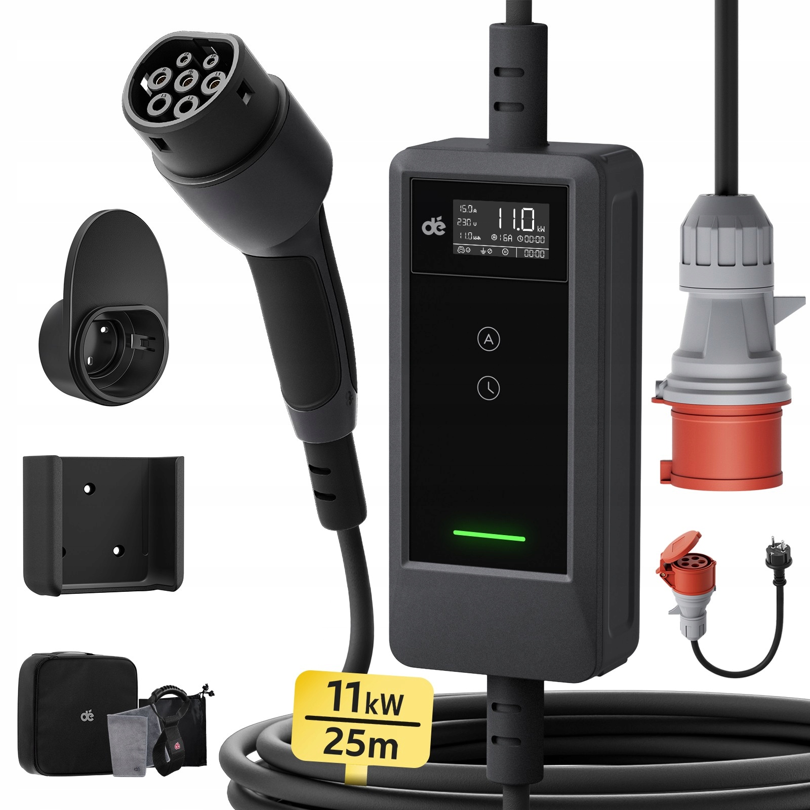 Mobilná nabíjačka Wallbox Ev 11 kW Typ 2 pre elektrické auto, dĺžka 25 m