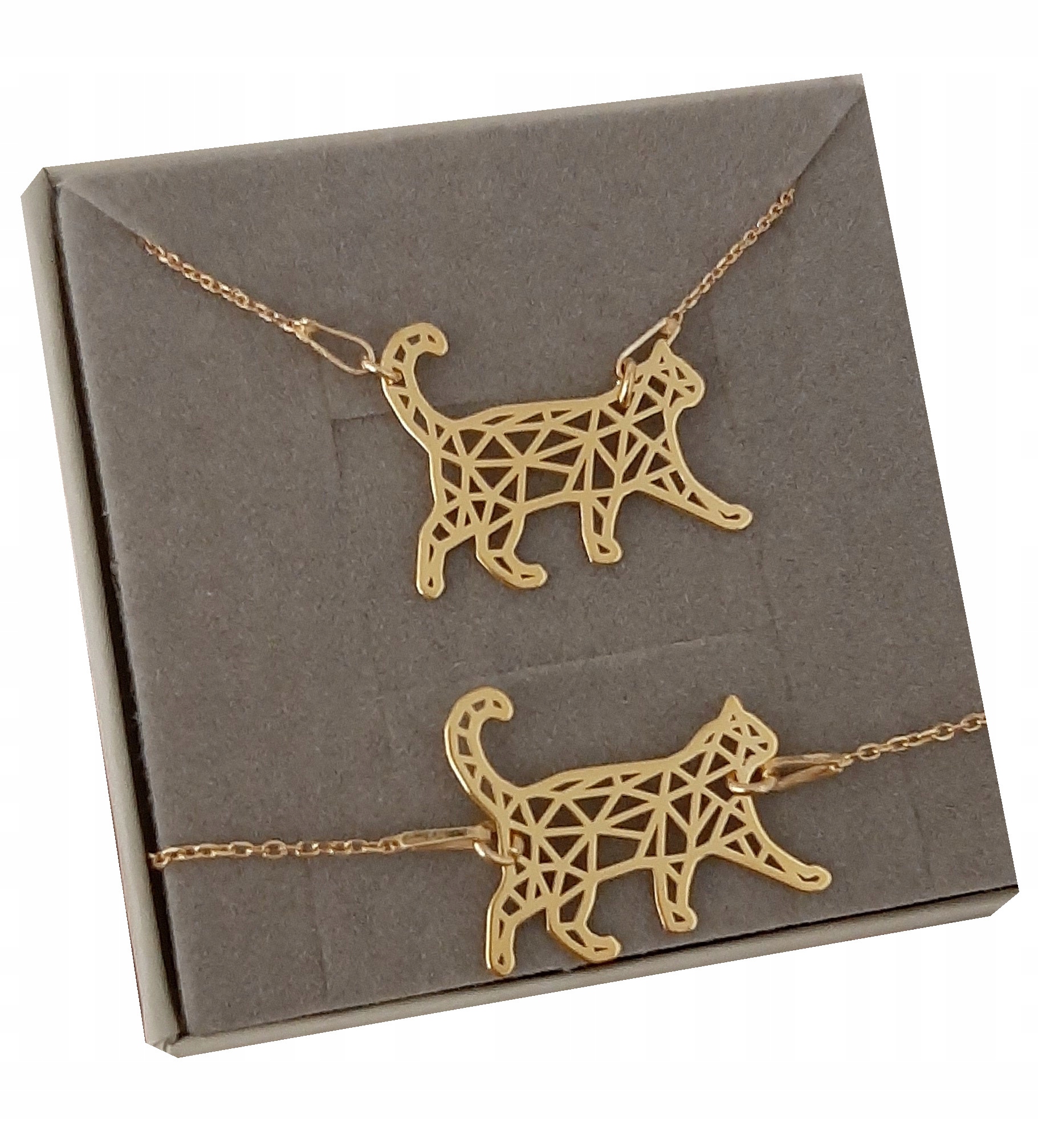 Zlatý komplet kočka Origami Celebrita stříbro 925