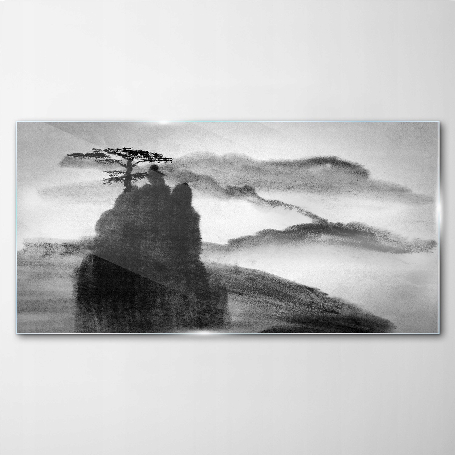 

Obraz szklany na ścianę Góra drzewo mgła 140x70 cm
