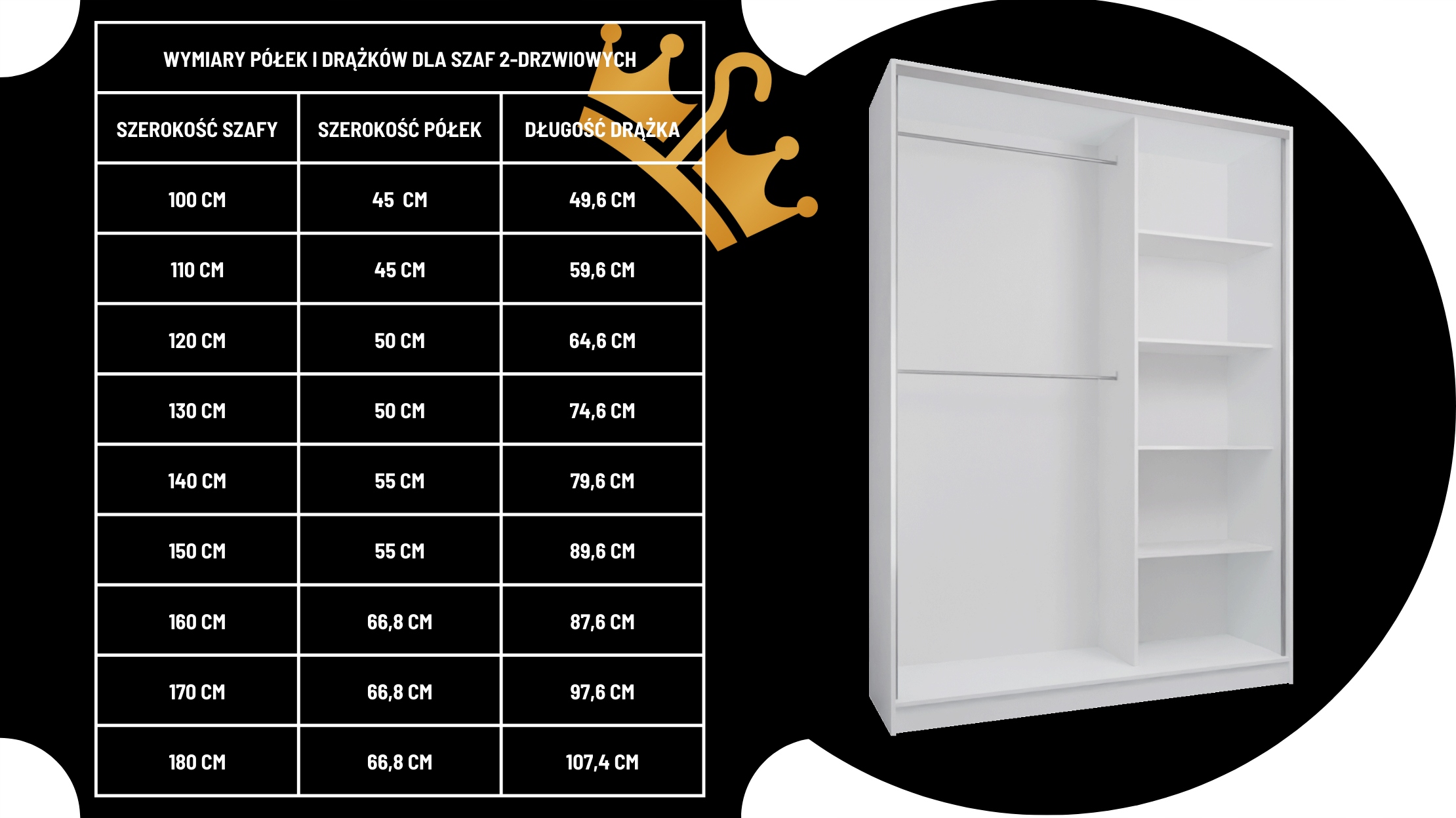SZAFA PRZESUWNA GARDEROBA ROSSI 170 x 250 CM BIAŁA LACOBEL BIAŁY - LUSTRO Kolekcja LACOBEL