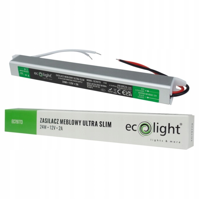 Zasilacz LED Transformator Do Taśmy LED COB SMD Meblowy 2A 24W 12V