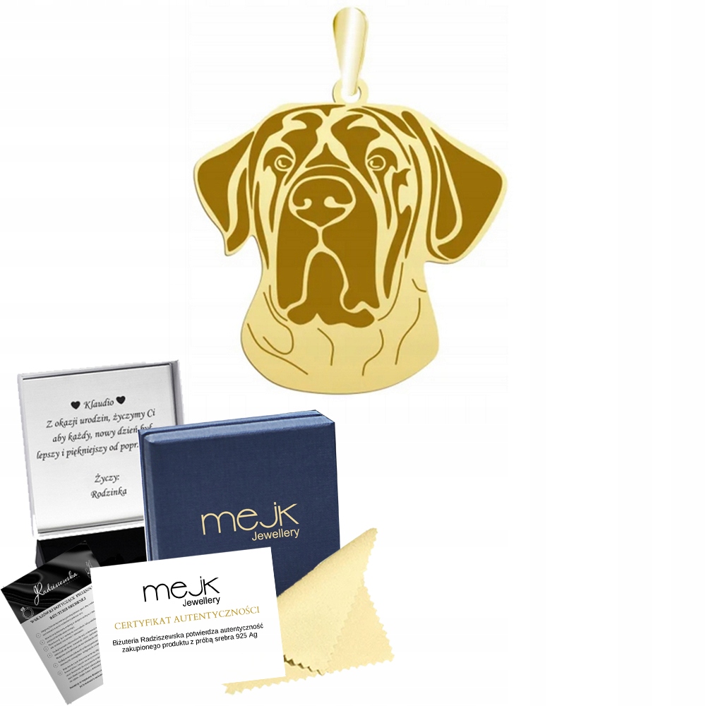 Zlatý přívěsek se psem Tosa Inu 925 Šperky jako Dárek Žena Gravírování