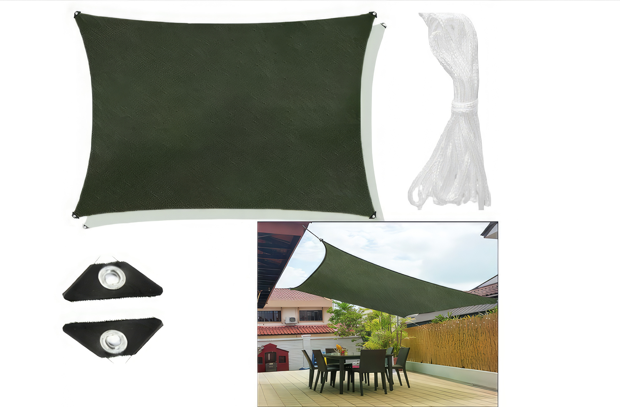 Zahradní sluneční plachta Vodotěsná 4x3 m Zelená Silná markýza