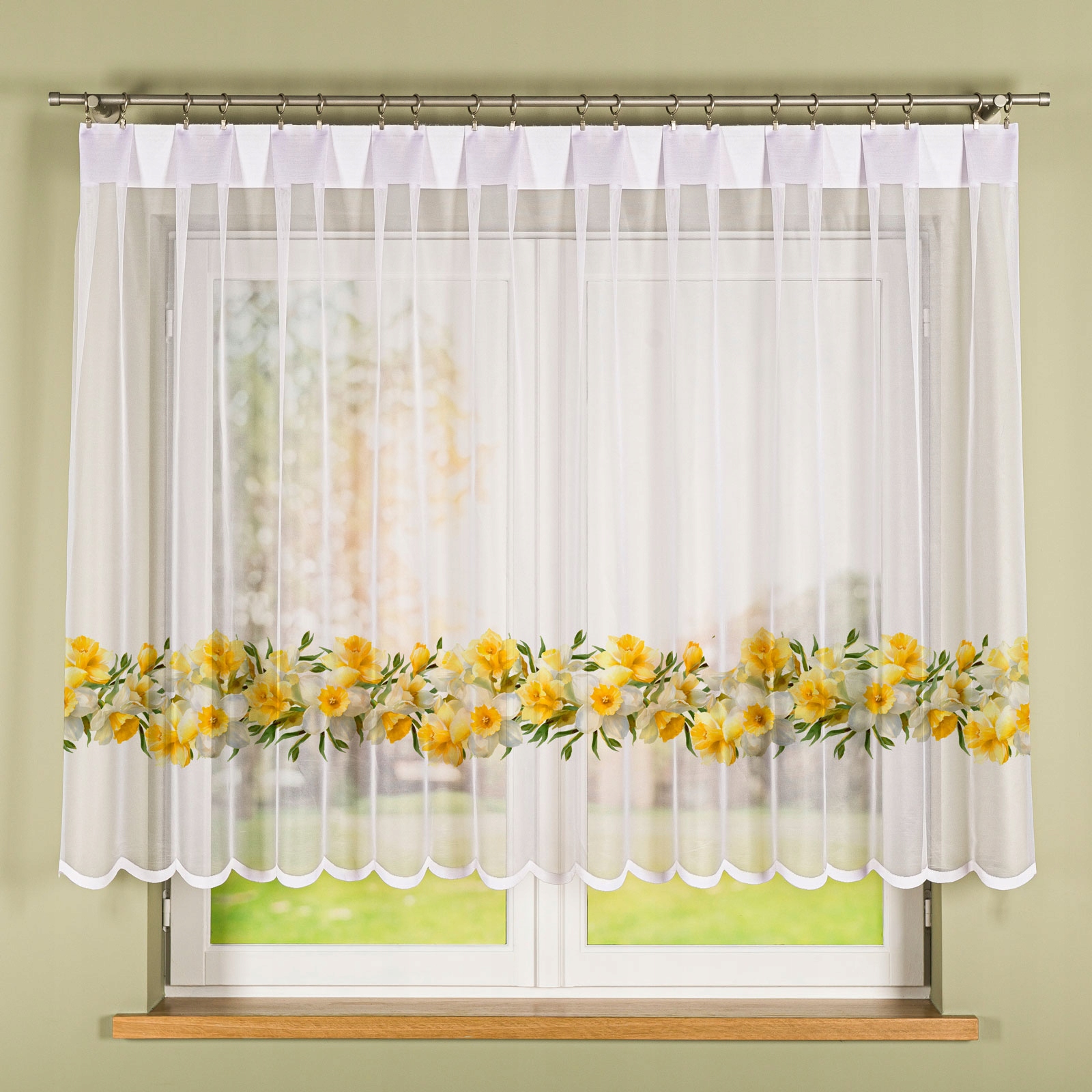 Narcisy záclona, vel 400 x 140 cm, potištěná (s lemováním)